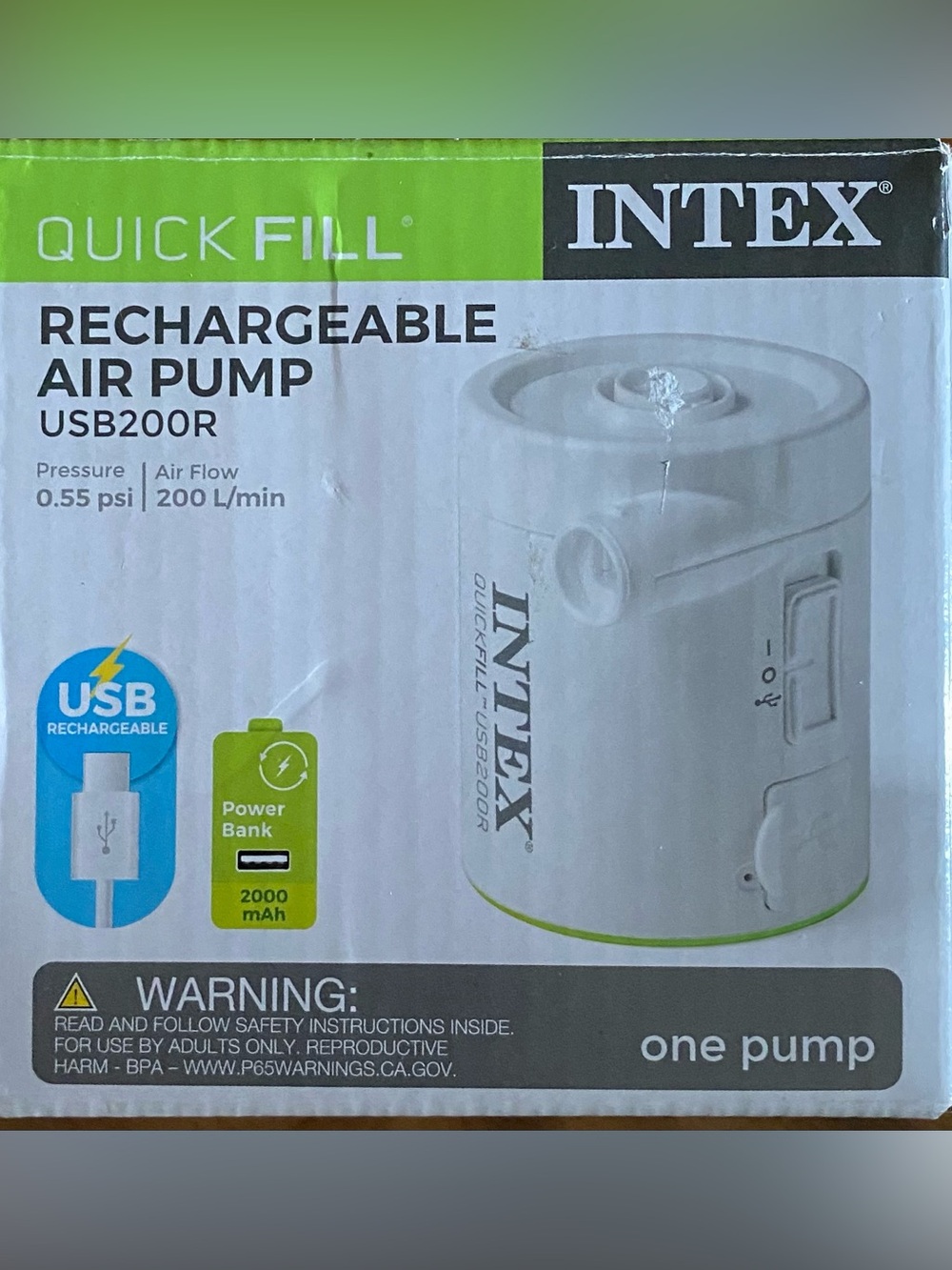 INTEX Quick Fill Rechargeable Air Pump  NIB